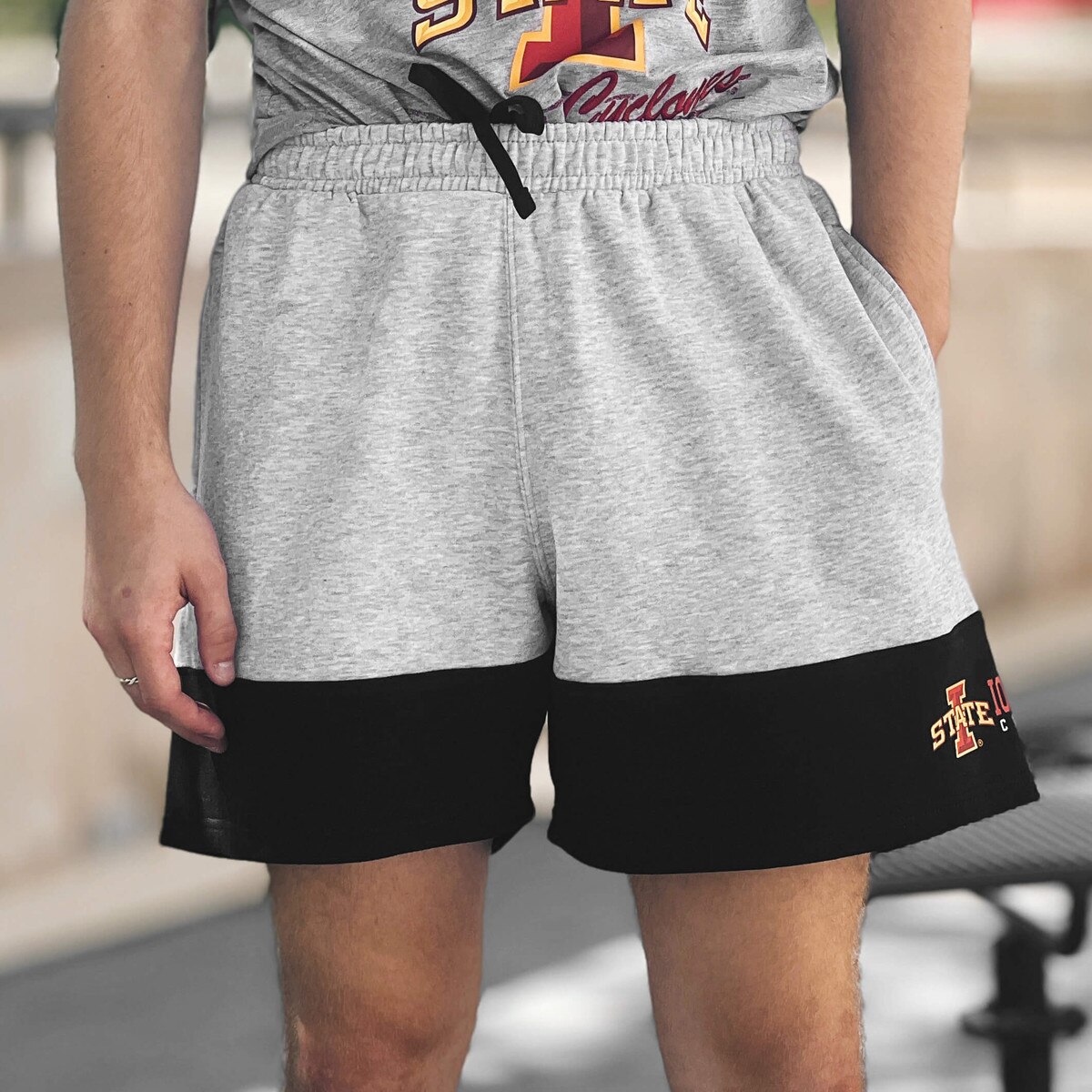 Champion I-State Gray Colorblock Fleece Shorts